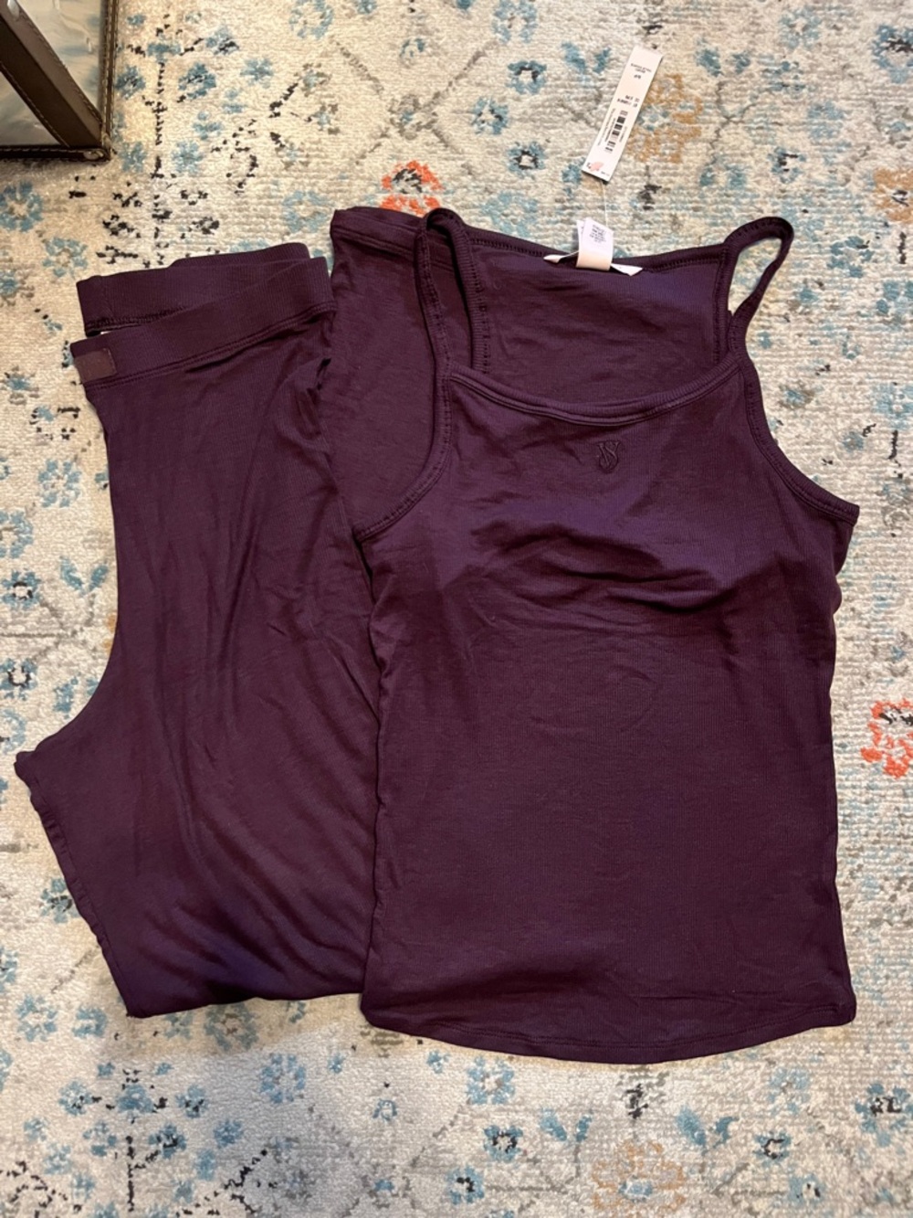 NWT Victoria's Secret SoSoft Modal Winter Wine Ribbed Cami & Pant Sleep Set - Picture 4 of 15